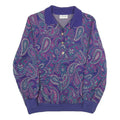 ALFRED DUNNER Womens Purple Paisley Pullover M Button Neck Elegant Sweatshirt