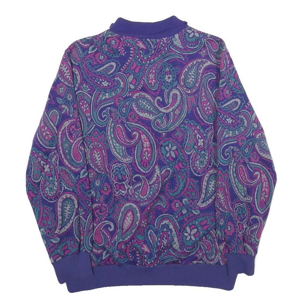 ALFRED DUNNER Womens Purple Paisley Pullover M Button Neck Elegant Sweatshirt