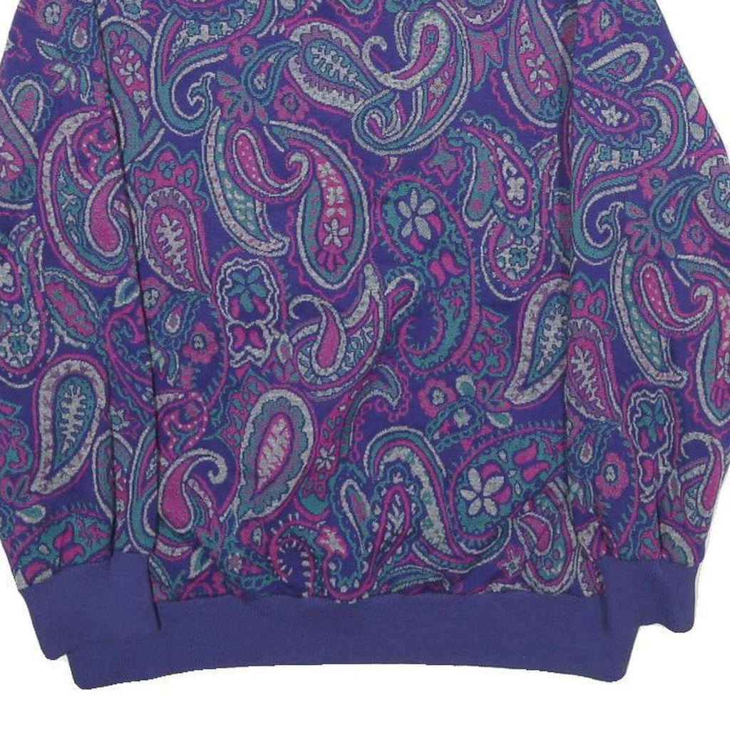 ALFRED DUNNER Womens Purple Paisley Pullover M Button Neck Elegant Sweatshirt