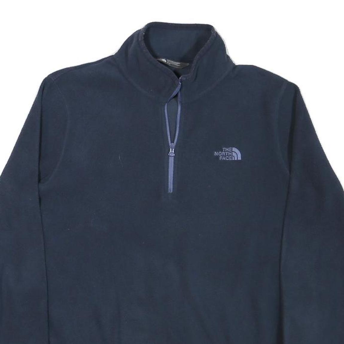 THE NORTH FACE Womens Navy Blue Plain Pullover Crew Neck Basic Knit M Fleece