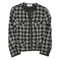DEJA VU Womens Black & White Wool Blend Button Jacket XXS Check Tweed Classic
