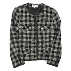 DEJA VU Womens Black & White Wool Blend Button Jacket XXS Check Tweed Classic
