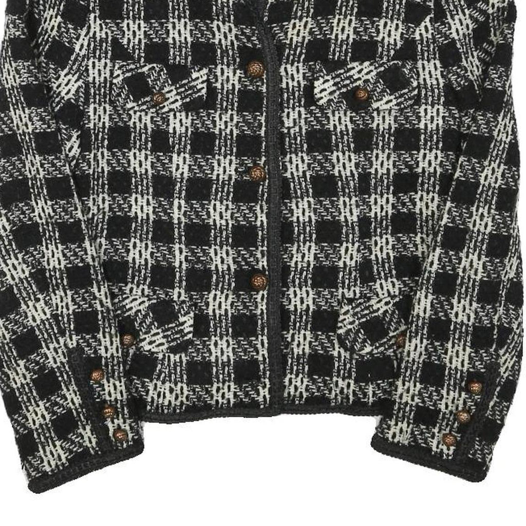 DEJA VU Womens Black & White Wool Blend Button Jacket XXS Check Tweed Classic