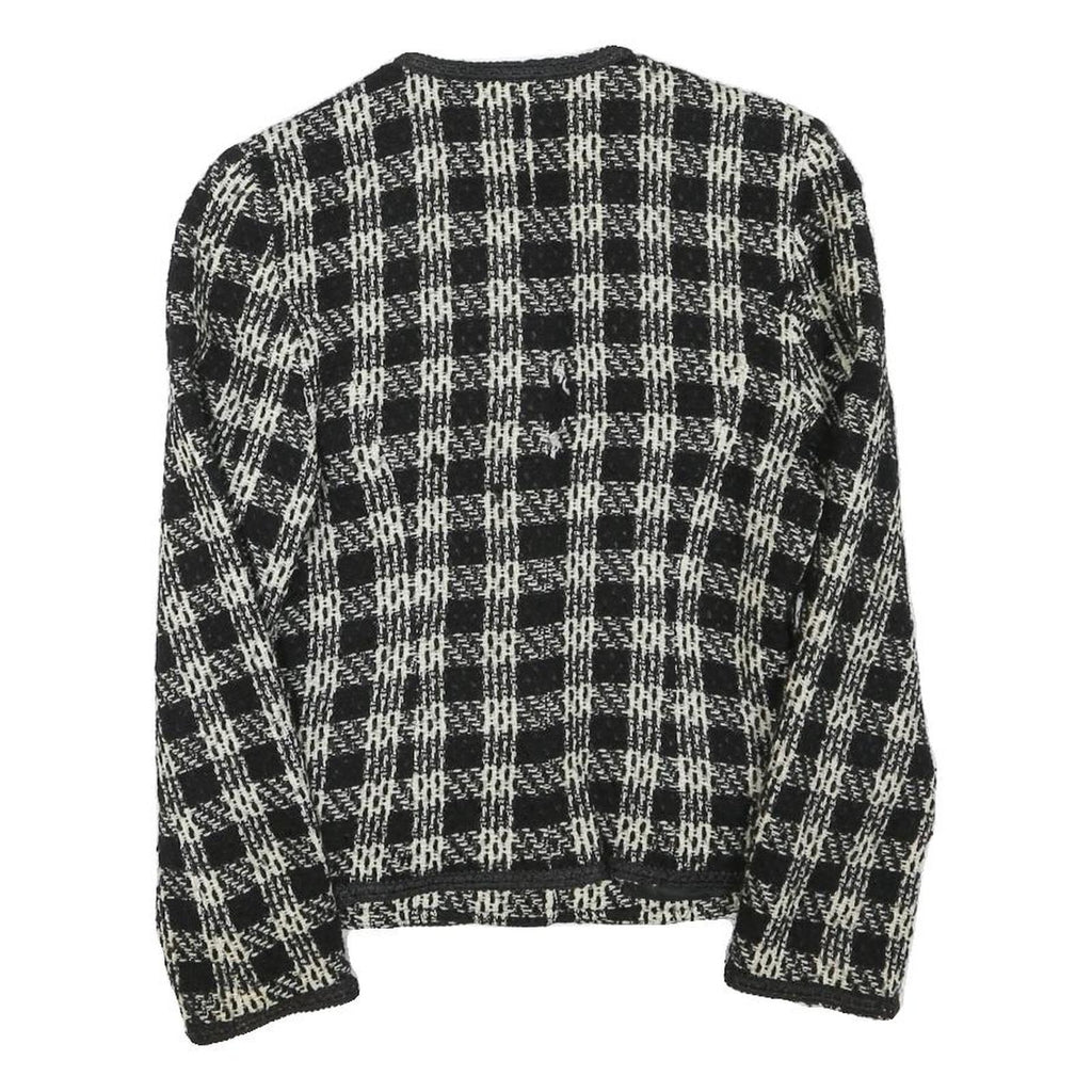 DEJA VU Womens Black & White Wool Blend Button Jacket XXS Check Tweed Classic