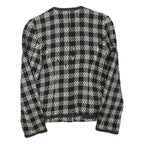 DEJA VU Womens Black & White Wool Blend Button Jacket XXS Check Tweed Classic