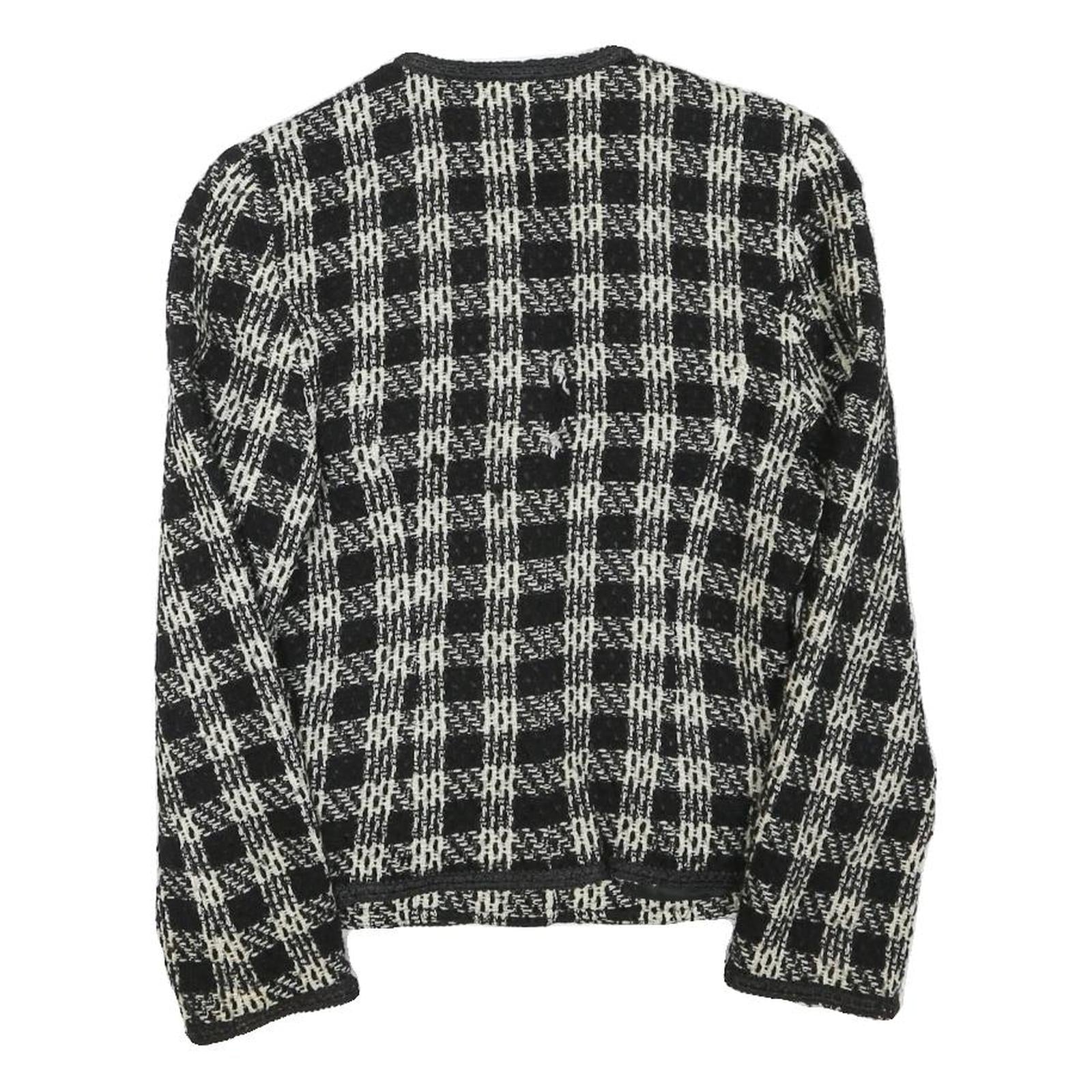 DEJA VU Womens Black & White Wool Blend Button Jacket XXS Check Tweed Classic