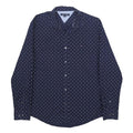 TOMMY HILFIGER Mens Navy Blue & White Polka Dot Shirt L Cotton Long Sleeve