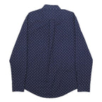TOMMY HILFIGER Mens Navy Blue & White Polka Dot Shirt L Cotton Long Sleeve