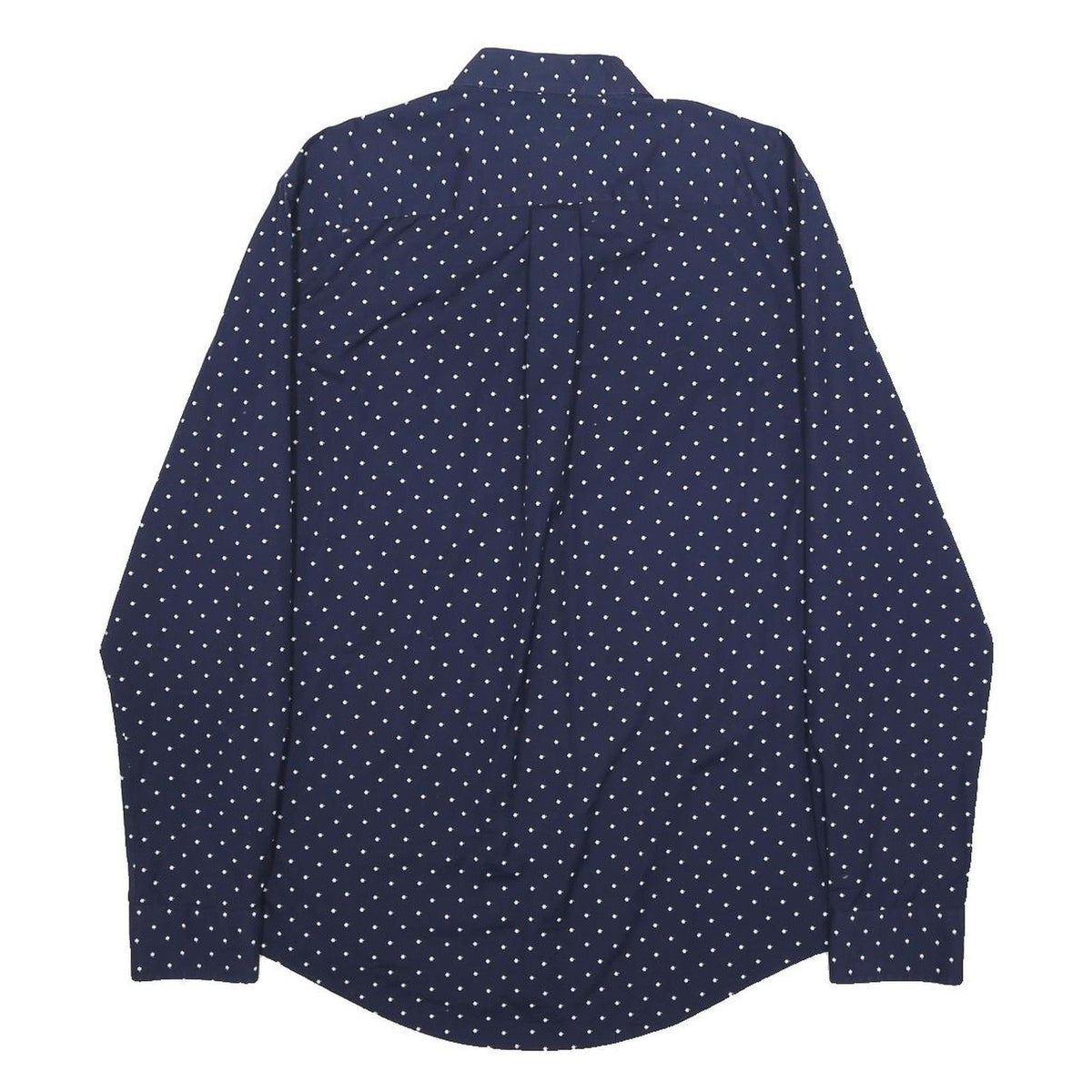 TOMMY HILFIGER Mens Navy Blue & White Polka Dot Shirt L Cotton Long Sleeve