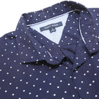 TOMMY HILFIGER Mens Navy Blue & White Polka Dot Shirt L Cotton Long Sleeve