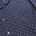 TOMMY HILFIGER Mens Navy Blue & White Polka Dot Shirt L Cotton Long Sleeve