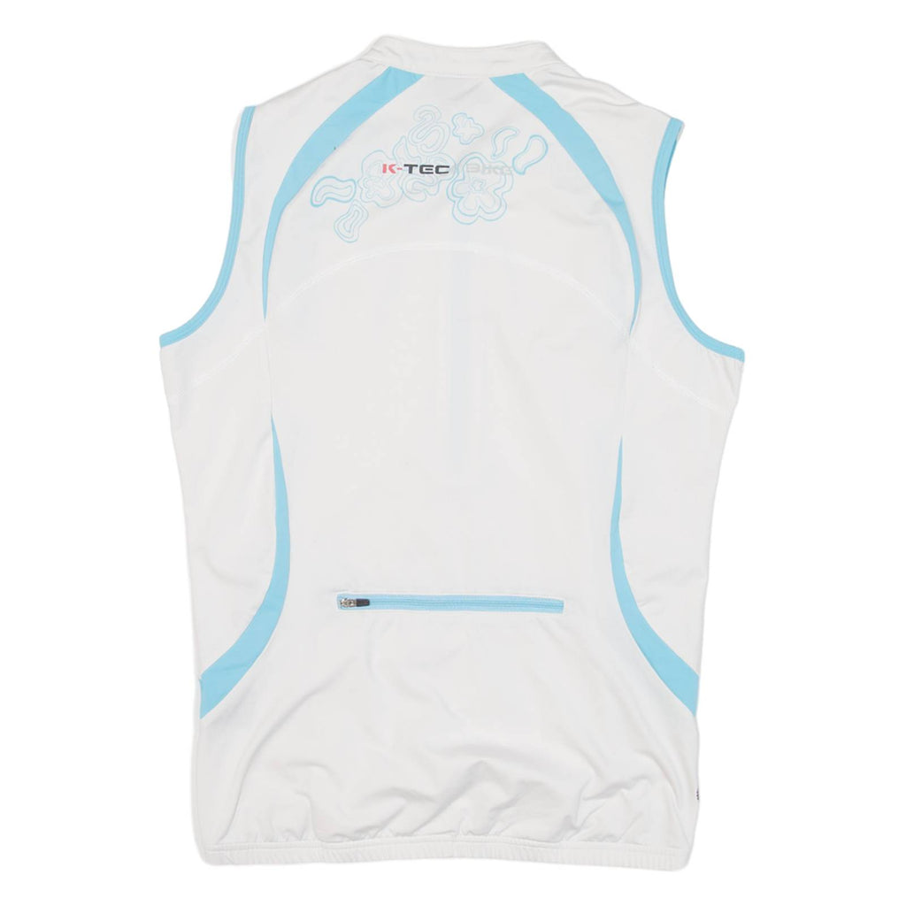 TEC BIKE Cycling Womens Jersey White Sleeveless 1/2 Zip M