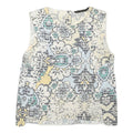 ZARA Womens White Blue Yellow Printed Sleeveless Round Neck Top S Lightweight