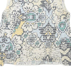 ZARA Womens White Blue Yellow Printed Sleeveless Round Neck Top S Lightweight