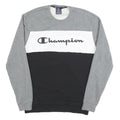 CHAMPION Mens Grey White & Black Logo Crew Neck M Cotton Blend Sweatshirt