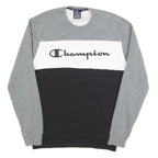 CHAMPION Mens Grey White & Black Logo Crew Neck M Cotton Blend Sweatshirt