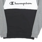 CHAMPION Mens Grey White & Black Logo Crew Neck M Cotton Blend Sweatshirt