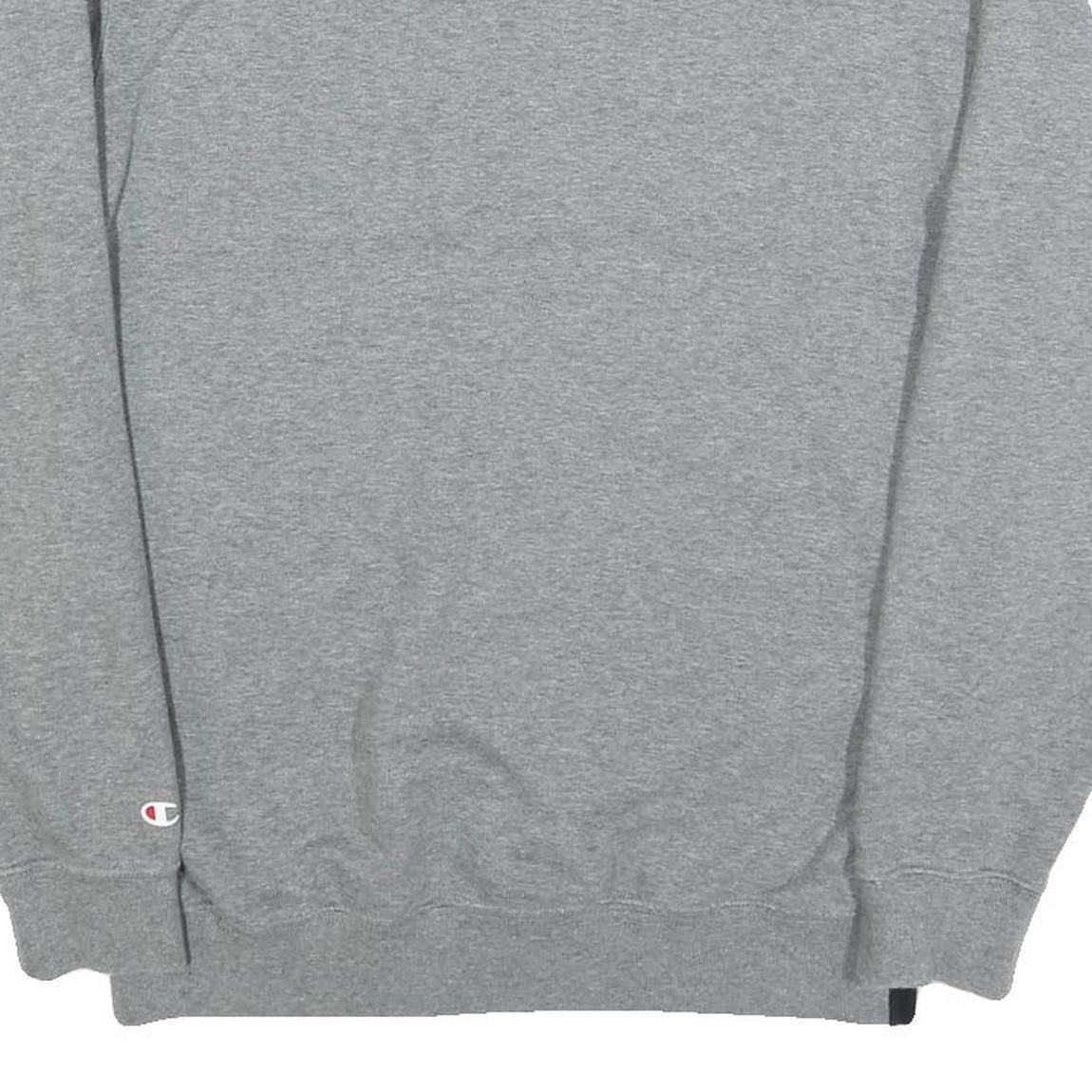 CHAMPION Mens Grey White & Black Logo Crew Neck M Cotton Blend Sweatshirt