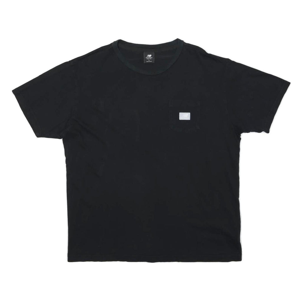 NEW BALANCE Mens Black Pocket T-Shirt L Short Sleeve Crew Neck Cotton Blend