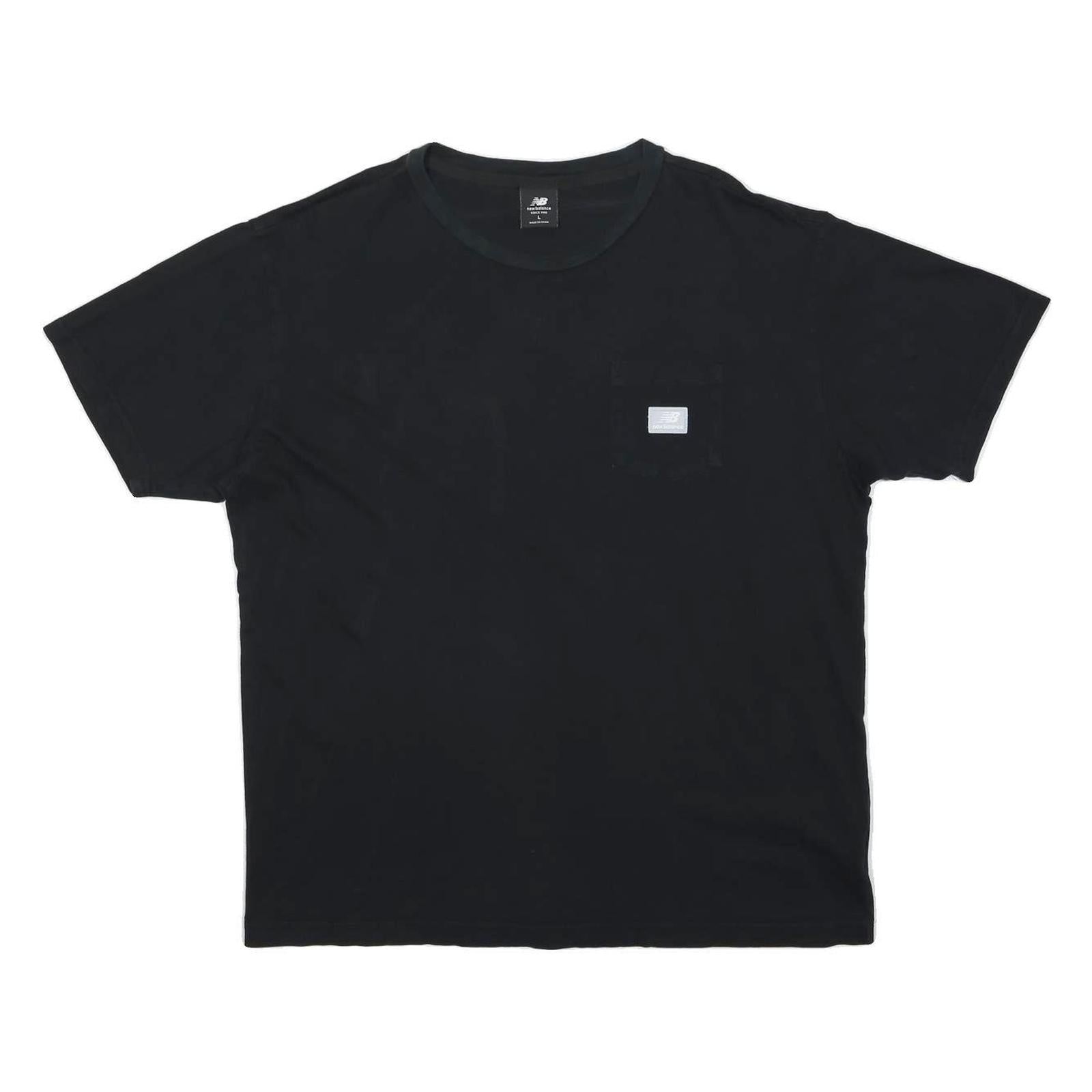 NEW BALANCE Mens Black Pocket T-Shirt L Short Sleeve Crew Neck Cotton Blend