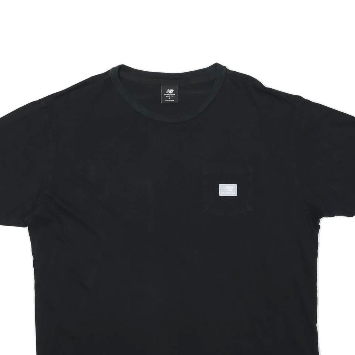 NEW BALANCE Mens Black Pocket T-Shirt L Short Sleeve Crew Neck Cotton Blend