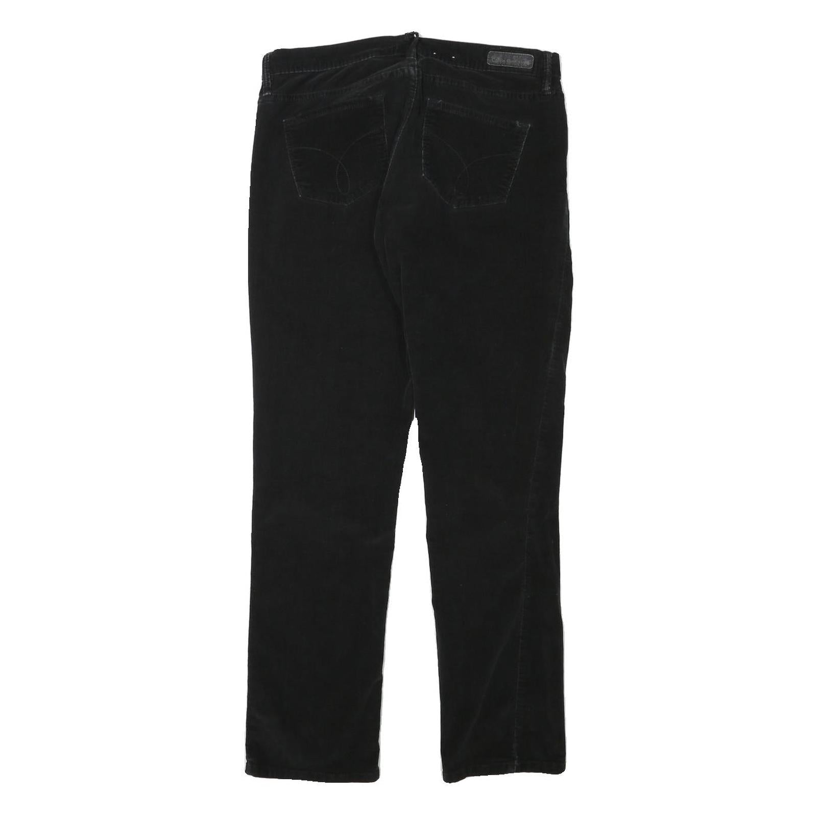 CALVIN KLEIN JEANS Womens Cotton Blend Black Regular Straight Trousers W31 L30