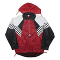 ASICS Mens Red & Black Check Panel Track Jacket L Polyester Zip Hooded