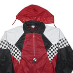 ASICS Mens Red & Black Check Panel Track Jacket L Polyester Zip Hooded