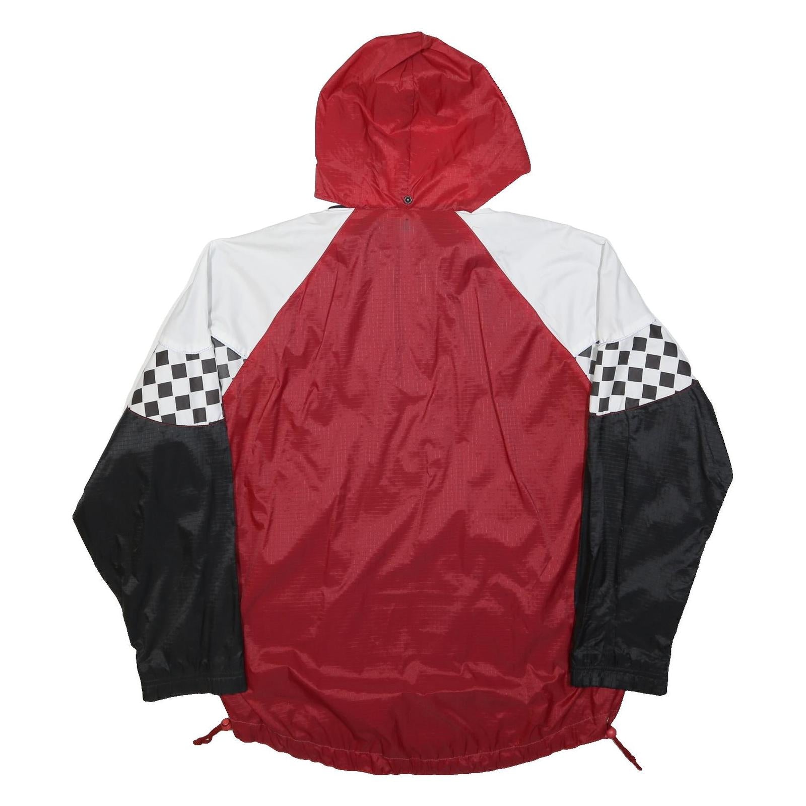 ASICS Mens Red & Black Check Panel Track Jacket L Polyester Zip Hooded