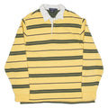 DANIEL CREMIEUX Mens Polo Shirt Yellow Striped Long Sleeve XL