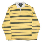 DANIEL CREMIEUX Mens Polo Shirt Yellow Striped Long Sleeve XL