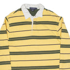 DANIEL CREMIEUX Mens Polo Shirt Yellow Striped Long Sleeve XL