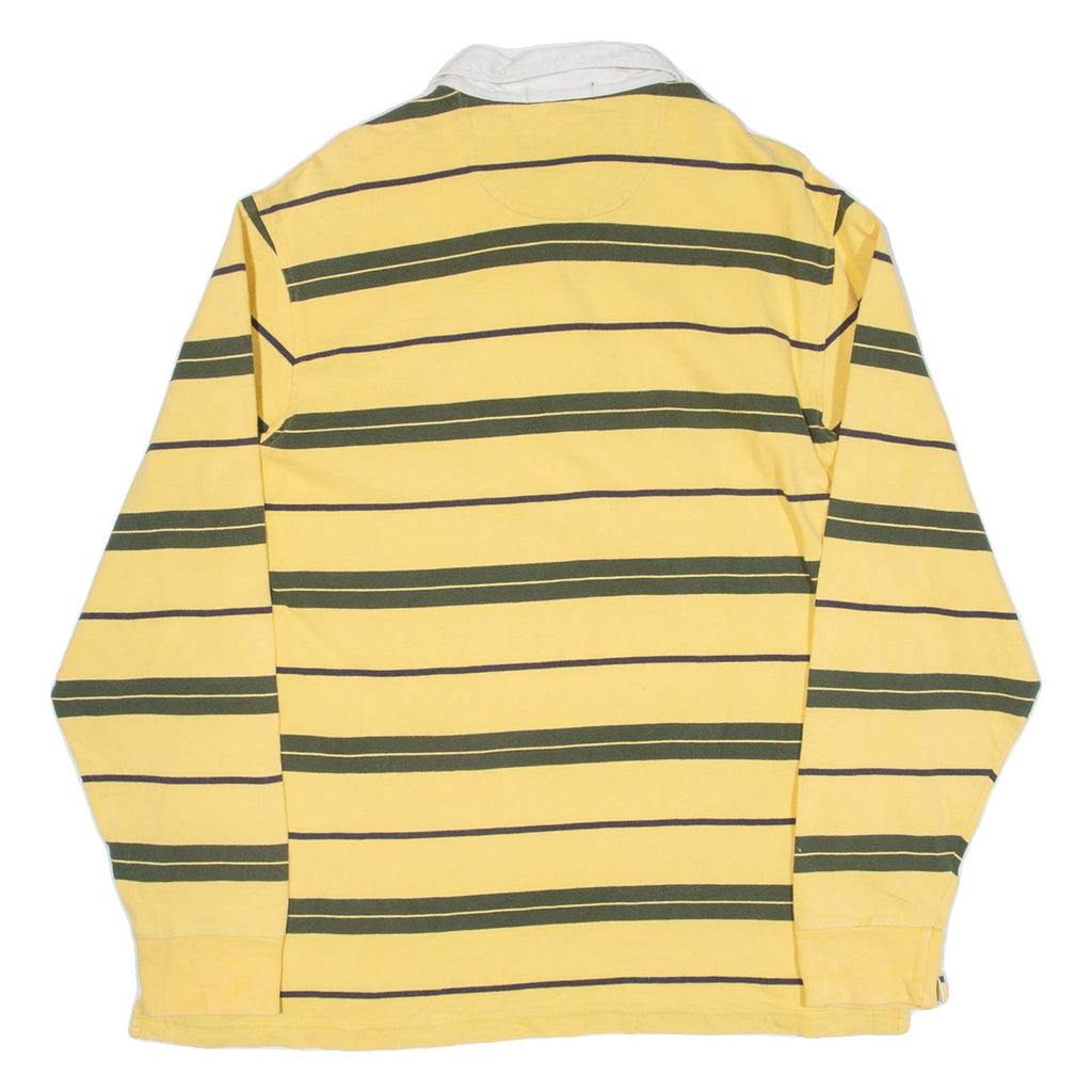 DANIEL CREMIEUX Mens Polo Shirt Yellow Striped Long Sleeve XL
