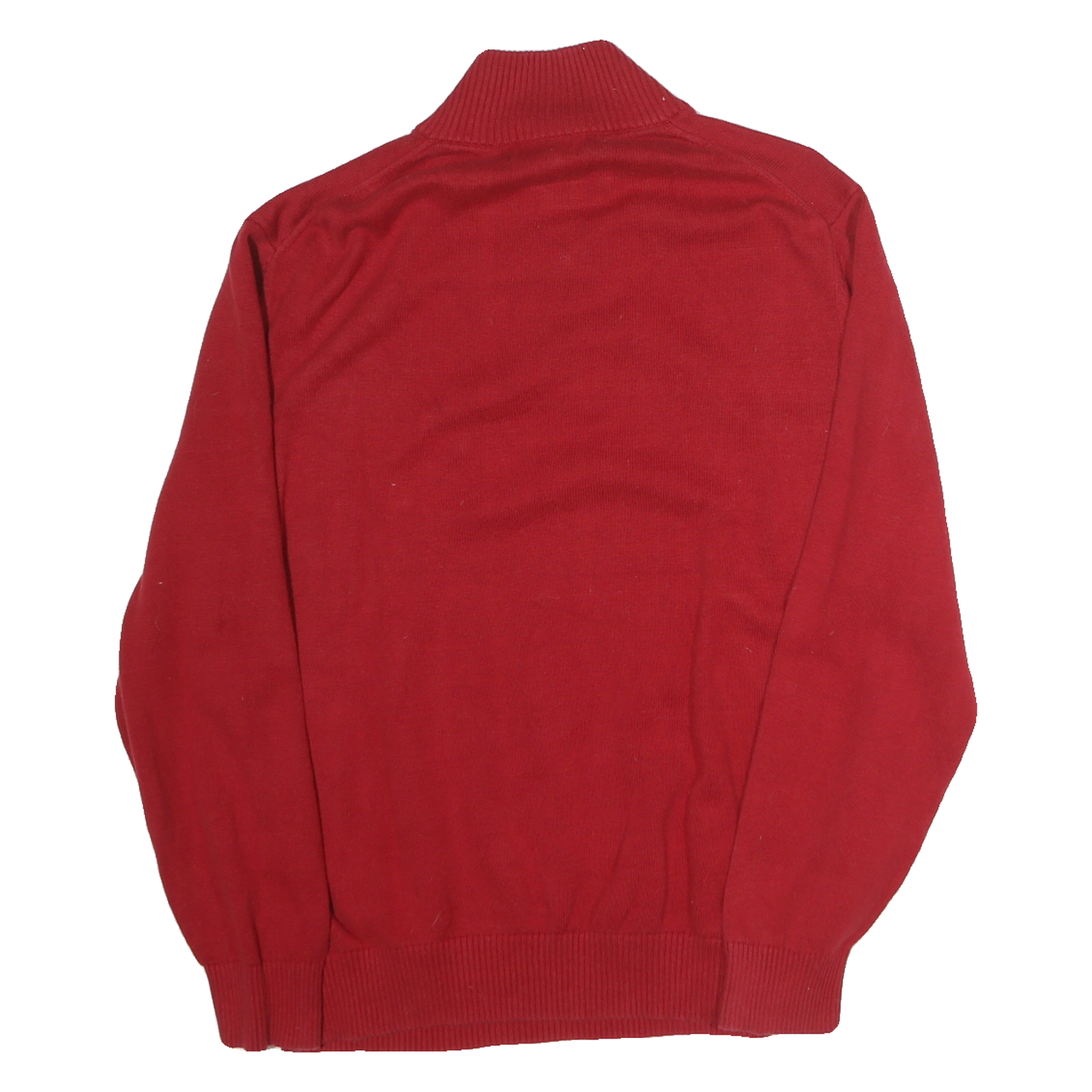NAUTICA Mens Red Pullover Plain High Neck Basic Knit L Cotton Jumper Zippered