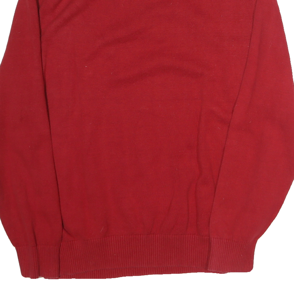 NAUTICA Mens Red Pullover Plain High Neck Basic Knit L Cotton Jumper Zippered