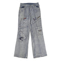 PRARIE Mens Regular Fit Denim Jeans Cotton Light W26 L28 Patchwork Zip