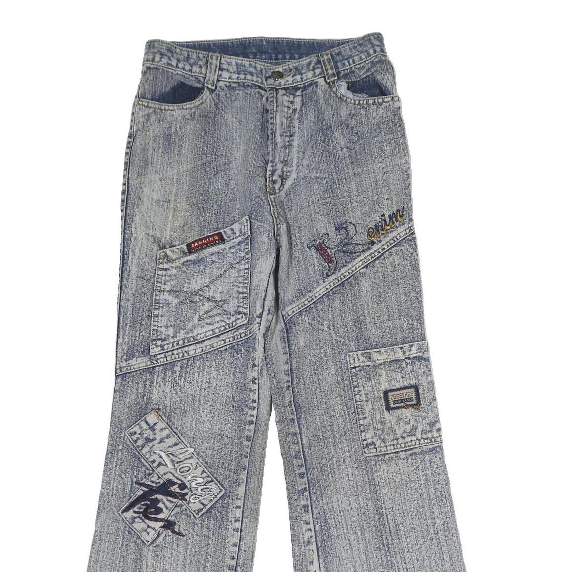 PRARIE Mens Regular Fit Denim Jeans Cotton Light W26 L28 Patchwork Zip