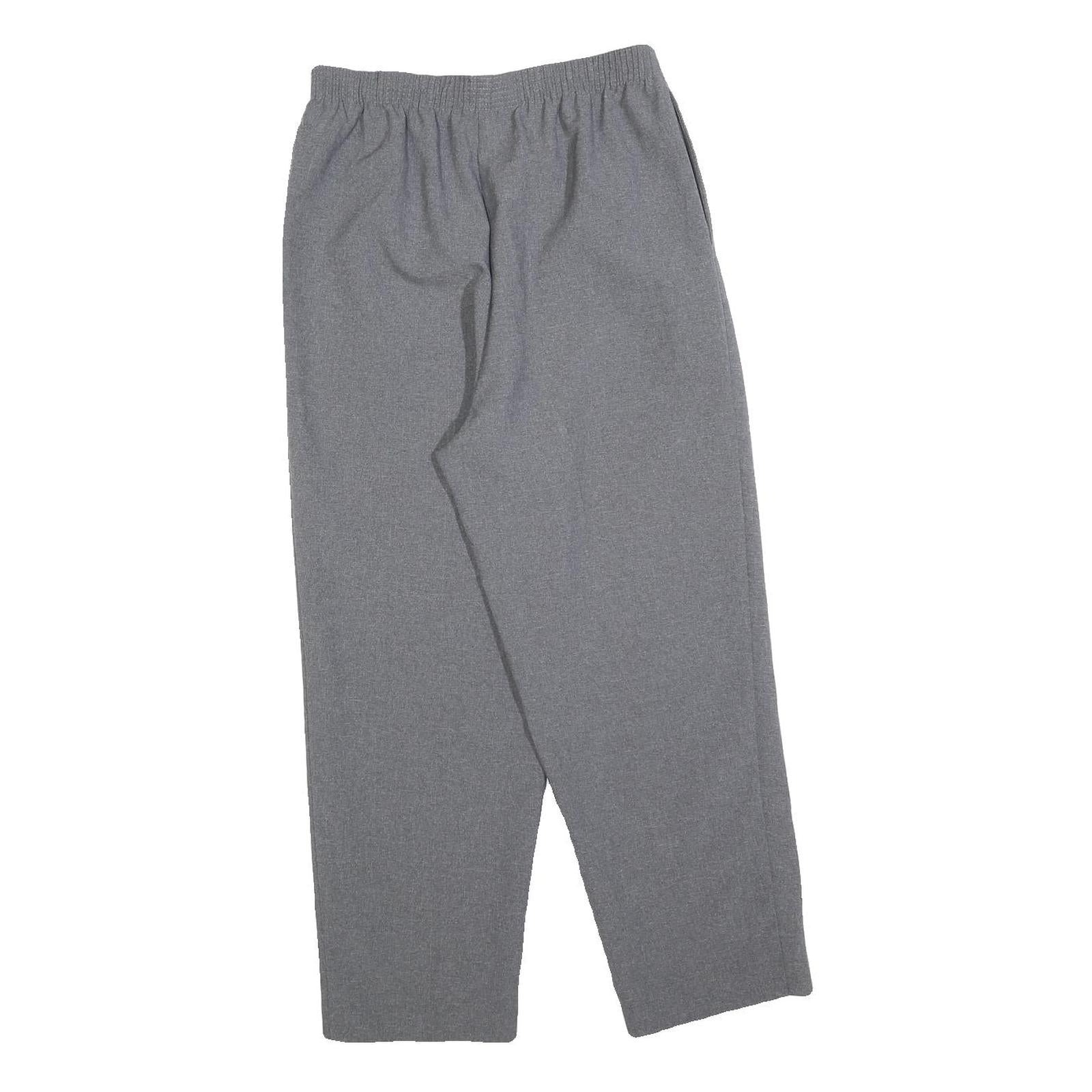 Womens Grey Relaxed Fit Straight Trousers W26 L24 Casual Comfortable Zip Closure