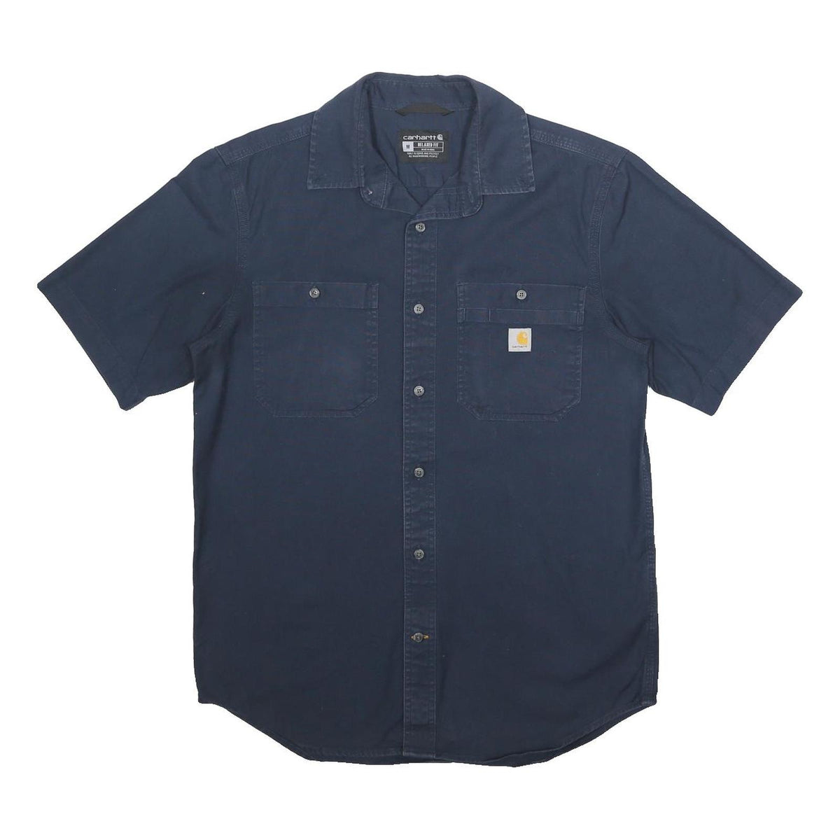 CARHARTT Mens Navy & Mid Blue Cotton Blend Shirt M Workwear Casual Button Front