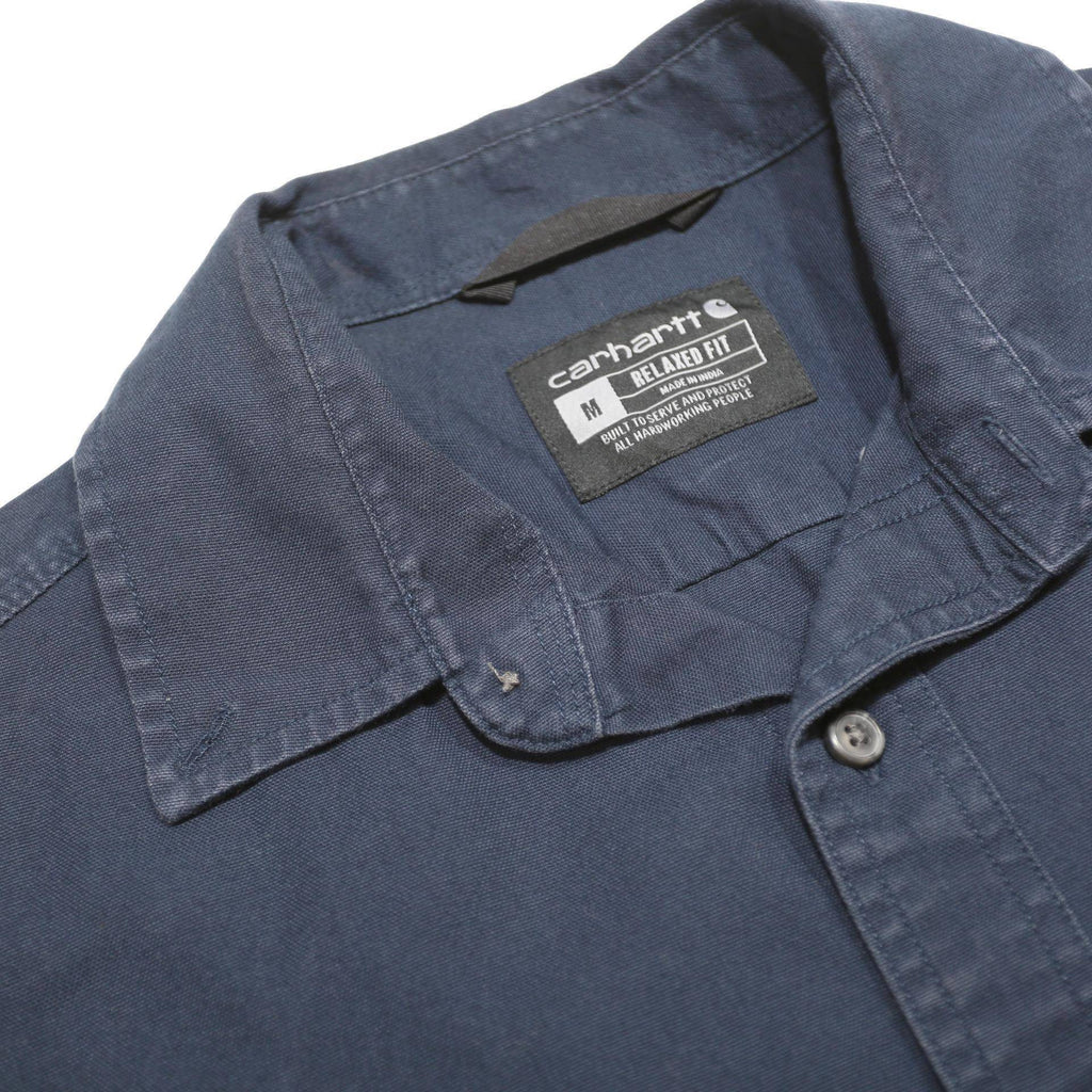 CARHARTT Mens Navy & Mid Blue Cotton Blend Shirt M Workwear Casual Button Front
