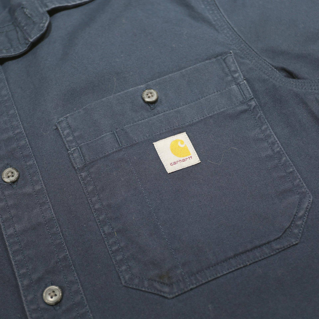 CARHARTT Mens Navy & Mid Blue Cotton Blend Shirt M Workwear Casual Button Front