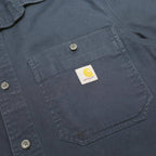 CARHARTT Mens Navy & Mid Blue Cotton Blend Shirt M Workwear Casual Button Front