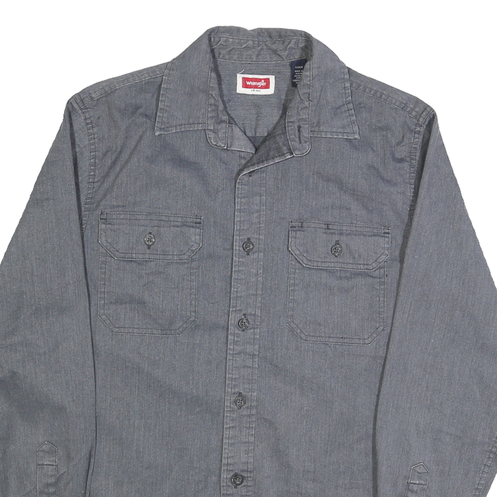 WRANGLER Mens Grey Shirt S Cotton Long Sleeve Casual Button Pocket Workwear