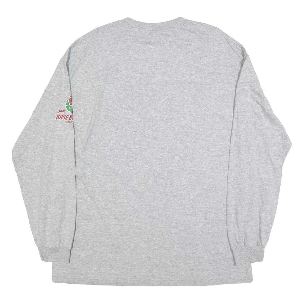 ALSTYLE Mens Grey 2007 Rose Bowl Football Graphic Long Sleeve Crew Neck XL