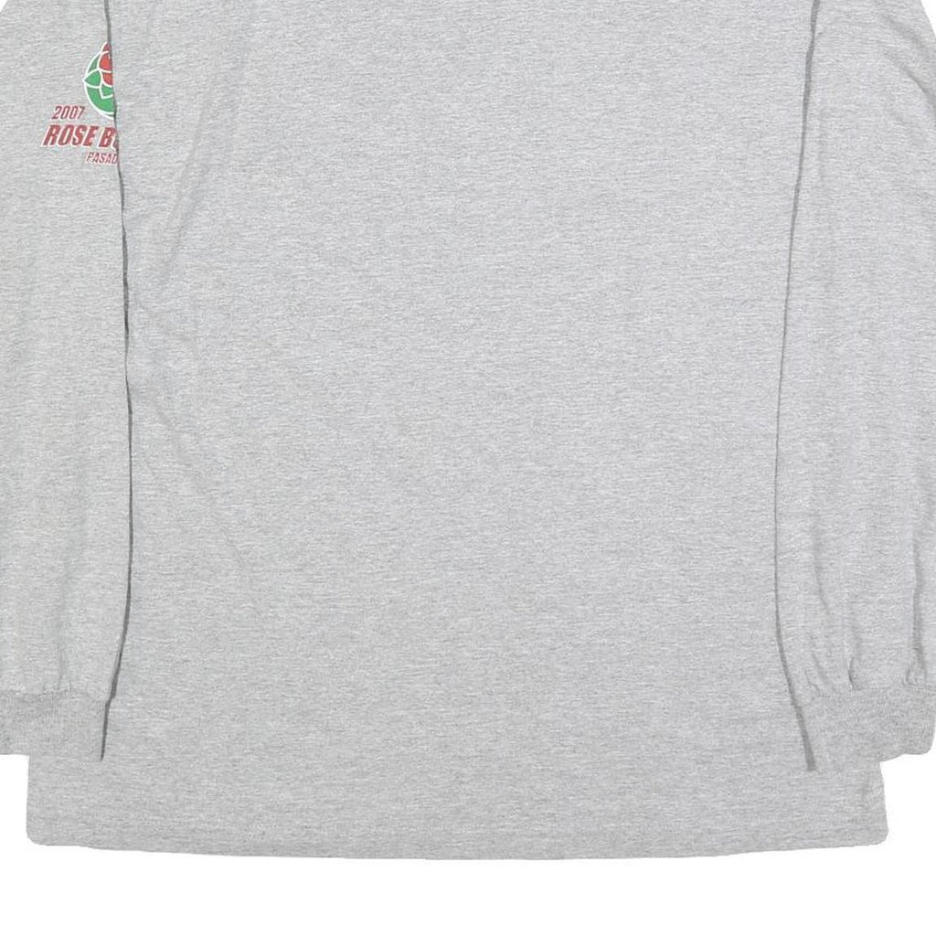 ALSTYLE Mens Grey 2007 Rose Bowl Football Graphic Long Sleeve Crew Neck XL