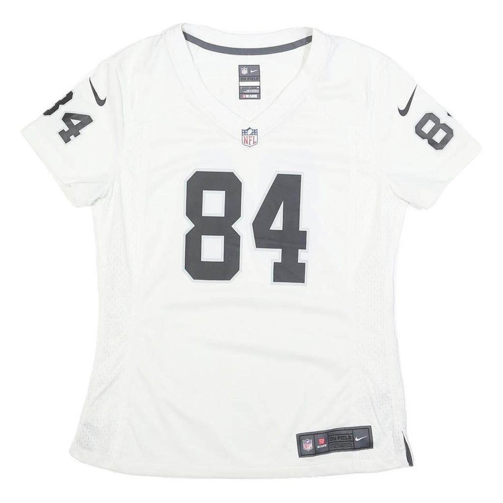 NIKE Womens White & Grey NFL Graphic T-Shirt S Short Sleeve V-Neck Football
