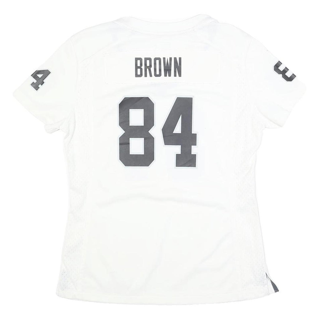 NIKE Womens White & Grey NFL Graphic T-Shirt S Short Sleeve V-Neck Football