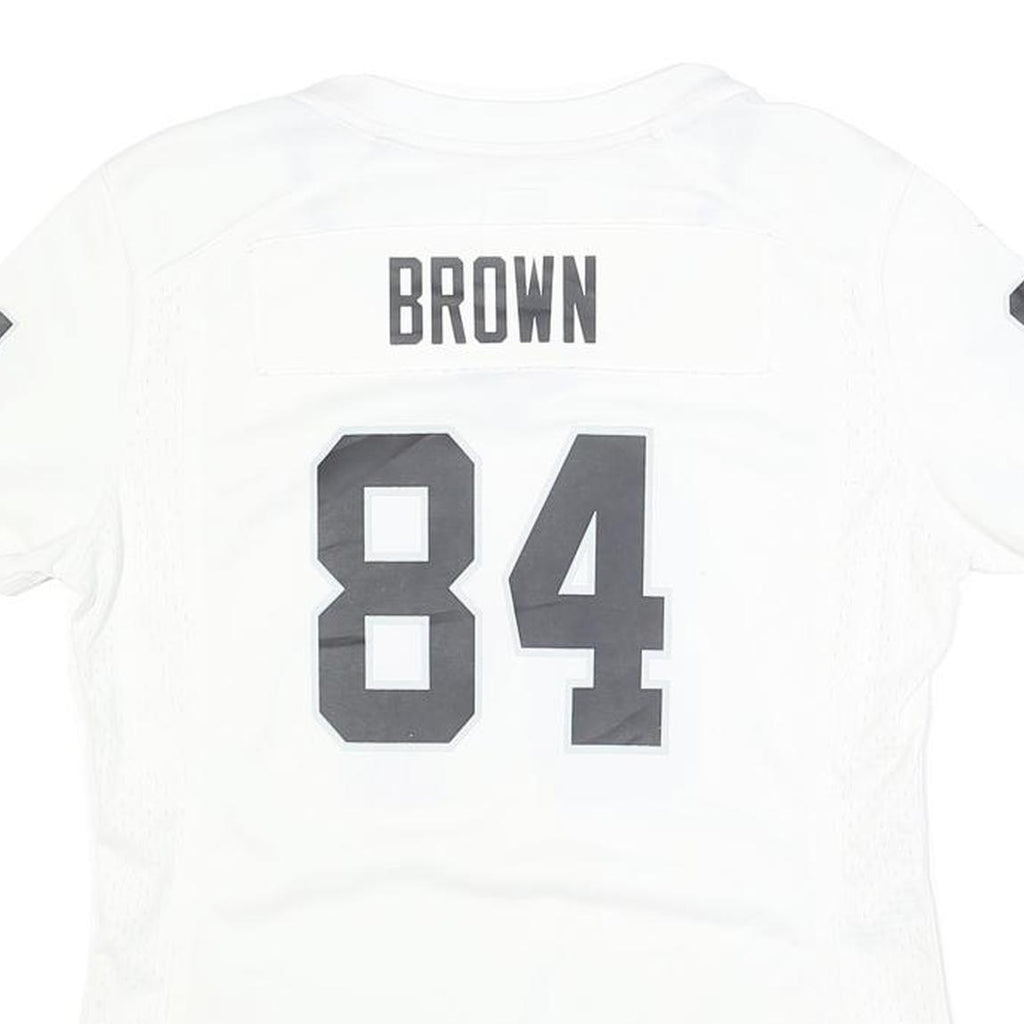 NIKE Womens White & Grey NFL Graphic T-Shirt S Short Sleeve V-Neck Football