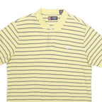 CHAPS Mens Yellow & Blue Striped Short Sleeve Polo Shirt L Cotton Casual