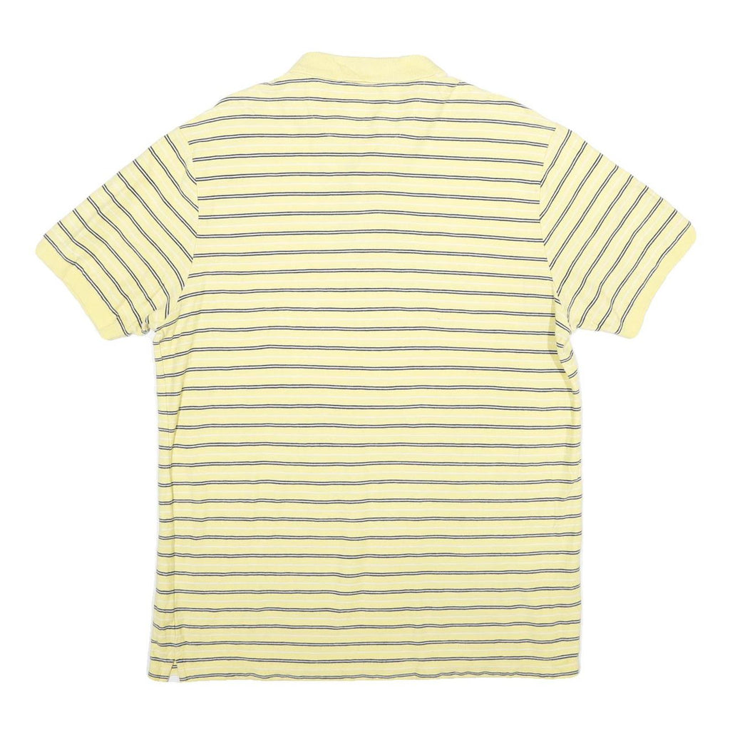 CHAPS Mens Yellow & Blue Striped Short Sleeve Polo Shirt L Cotton Casual